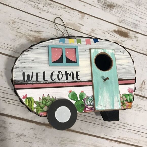 Retro Camper Birdhouse RV Travel Trailer Cactus - Picture 2 of 9